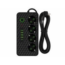 Мережевий фільтр-подовжувач 2505 на 5 розеток, 4 USB та Type-C, 3 м