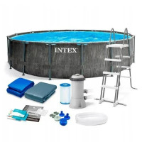 Каркасний басейн Intex 26744 549×122 см повний комплект: фільтр-насос, сходи, тент, підстилка