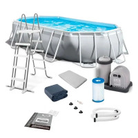 Каркасний басейн Intex 26796 Prism Frame Premium 503 x 274 x 122 см з фільтр-насосом, драбиною, підстилкою та тентом