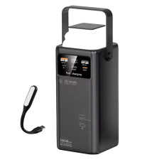 Повербанк KENSA 50000mAh 22,5W PD з LED-лампою швидкої зарядки та вбудованими кабелями для смартфона, планшета